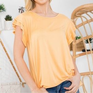 Women's Yellow Ruffle Sleeve Top